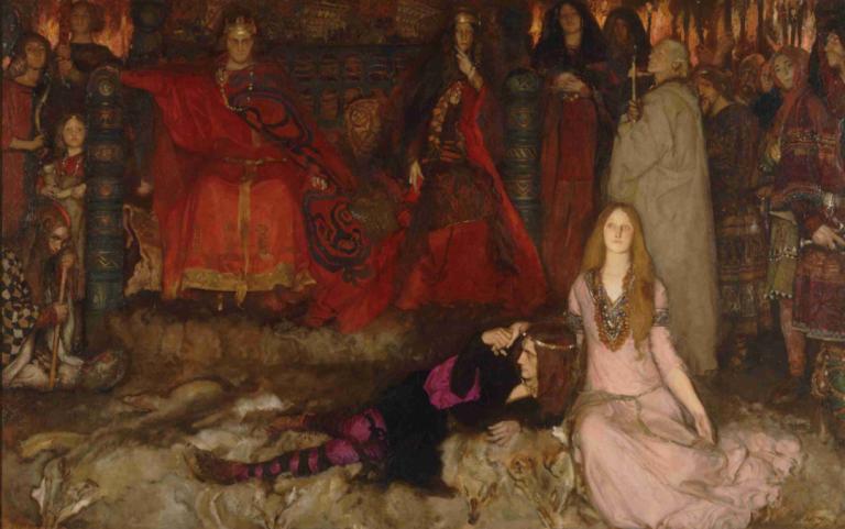 The Play Scene in Hamlet, Act III, Scene II,Сцена игры в "Гамлете", акт III, сцена II,Edwin Austin Abbey