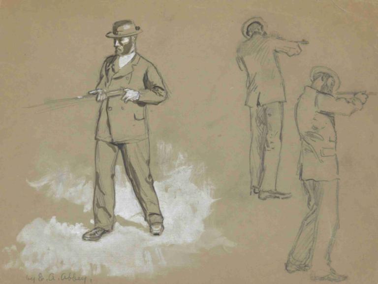 Three Sketches of a Man with a Gun,Три зарисовки о человеке с ружьем,Edwin Austin Abbey,Эдвин Остин Эбби