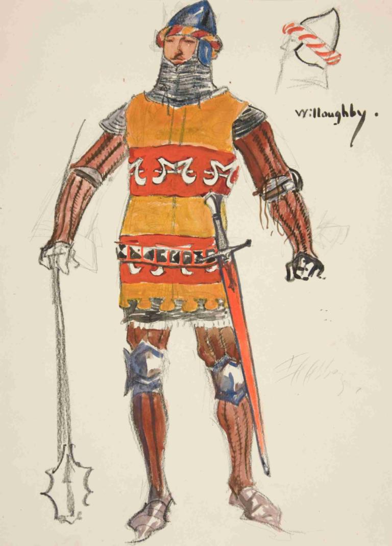 Willoughby, costume sketch for Henry Irving’s Planned Production of King Richard II