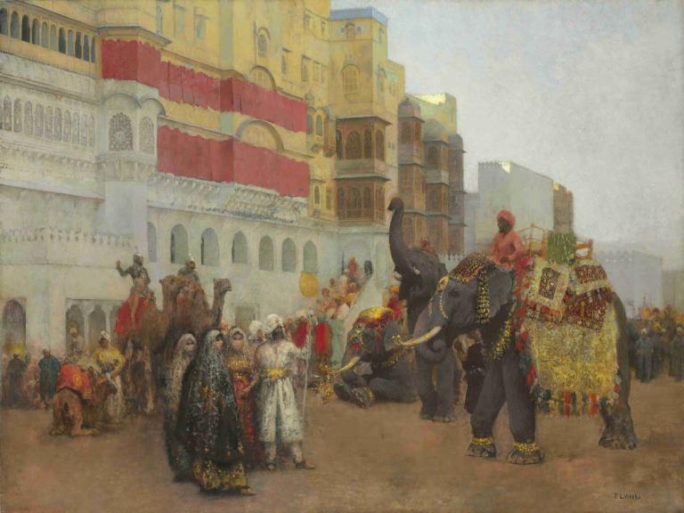 A Fête Day at Bekanir - Beloochistan, Bekanir,贝卡尼尔的节日 - 贝卢克斯坦, 贝卡尼尔,Edwin Lord Weeks,埃德温-洛德-威克斯,油画,油画, 户外, 马