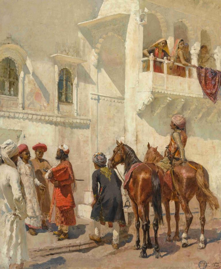 Before The Hunt,Înainte de vânătoare,Edwin Lord Weeks,Pictura in ulei,Pictura in ulei, cal, parodie artistică