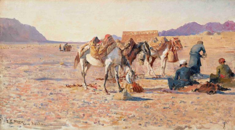 Near Ispahan,În apropiere de Ispahan,Edwin Lord Weeks,Pictura in ulei,Pictura in ulei, cal, în aer liber