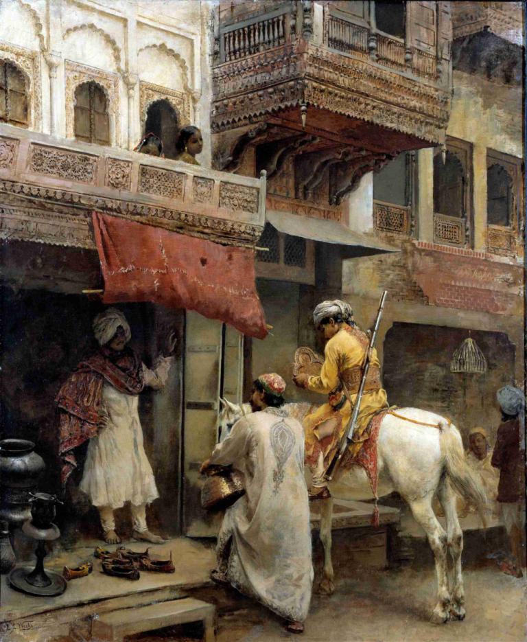 Street Scene in India,Escena callejera en la India,Edwin Lord Weeks,Pintura al óleo,Pintura al óleo