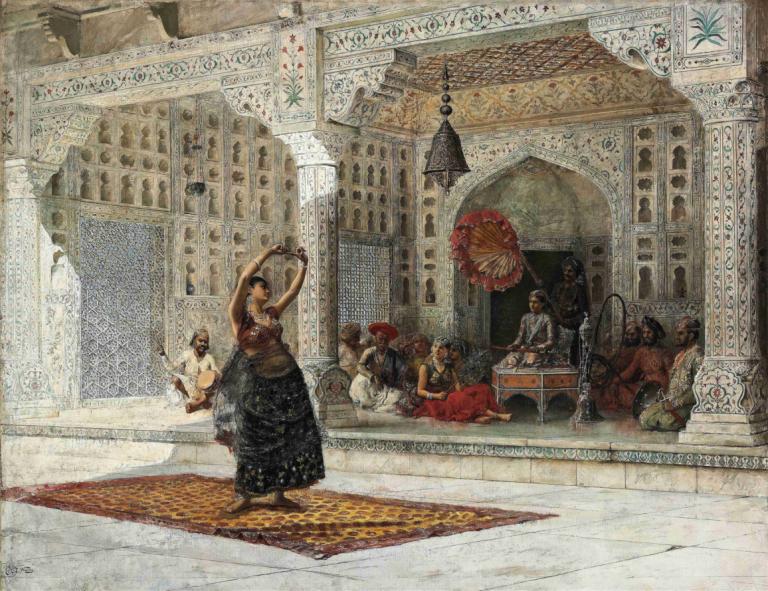 The Nautch,ノーチ,Edwin Lord Weeks,エドウィン・ロード・ウィークス,油絵,油絵, 複数の男の子, 美術パロディ, 6人以上男の子, 傘, 従来のメディア, ドレス, 黒髪