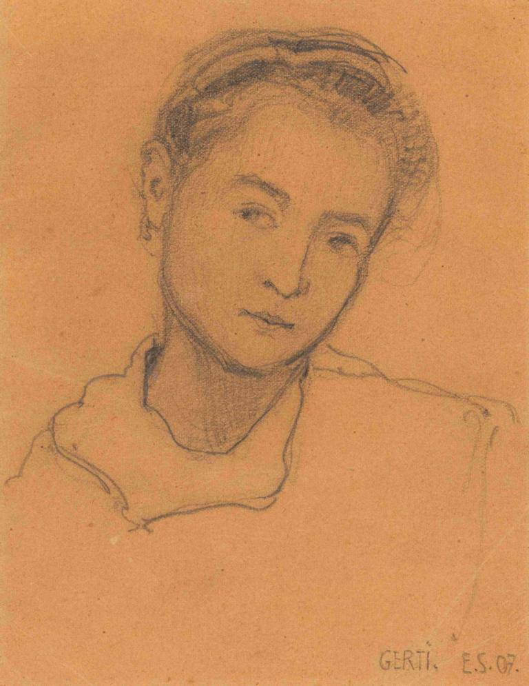 Gerti Schiele mit zwölf Jahren,Gerti Schiele à douze ans,Egon Schiele,Croquis,Croquis, solo, 1garçon