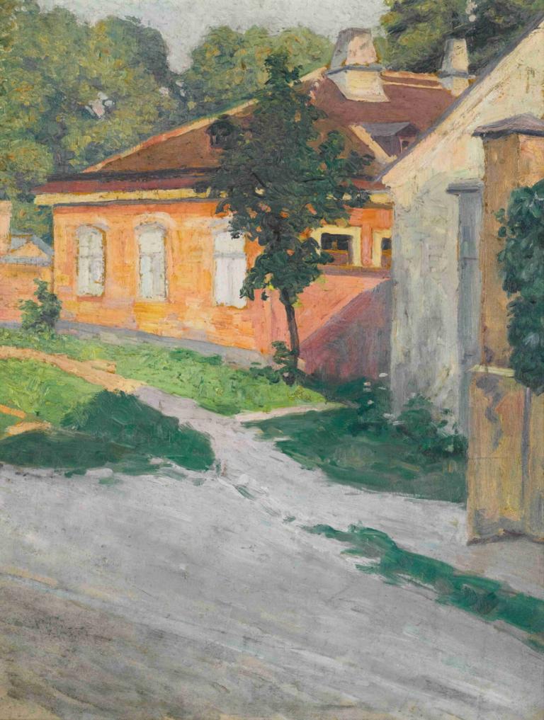 Haus In Hütteldorf (House In Hütteldorf),Egon Schiele,Oil Painting,Oil Painting, outdoors, no humans, scenery