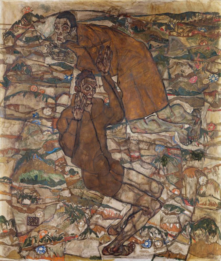 Levitation,Egon Schiele,Ελαιογραφία,Ελαιογραφία, 1 αγόρι, ανδρική εστίαση, v, φυτό, παραδοσιακά μέσα