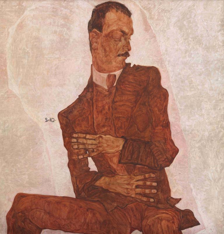 Porträt Arthur Roessler,Portret van Arthur Roessler,Egon Schiele,Olieverf,Olieverf, 1 jongen, solo