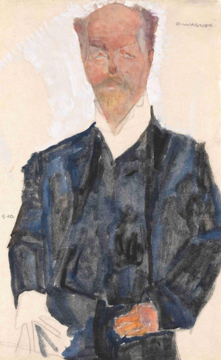 Porträt Otto Wagner,Portret van Otto Wagner,Egon Schiele,Olieverf,Olieverf, 1 jongen, mannelijke focus, solo