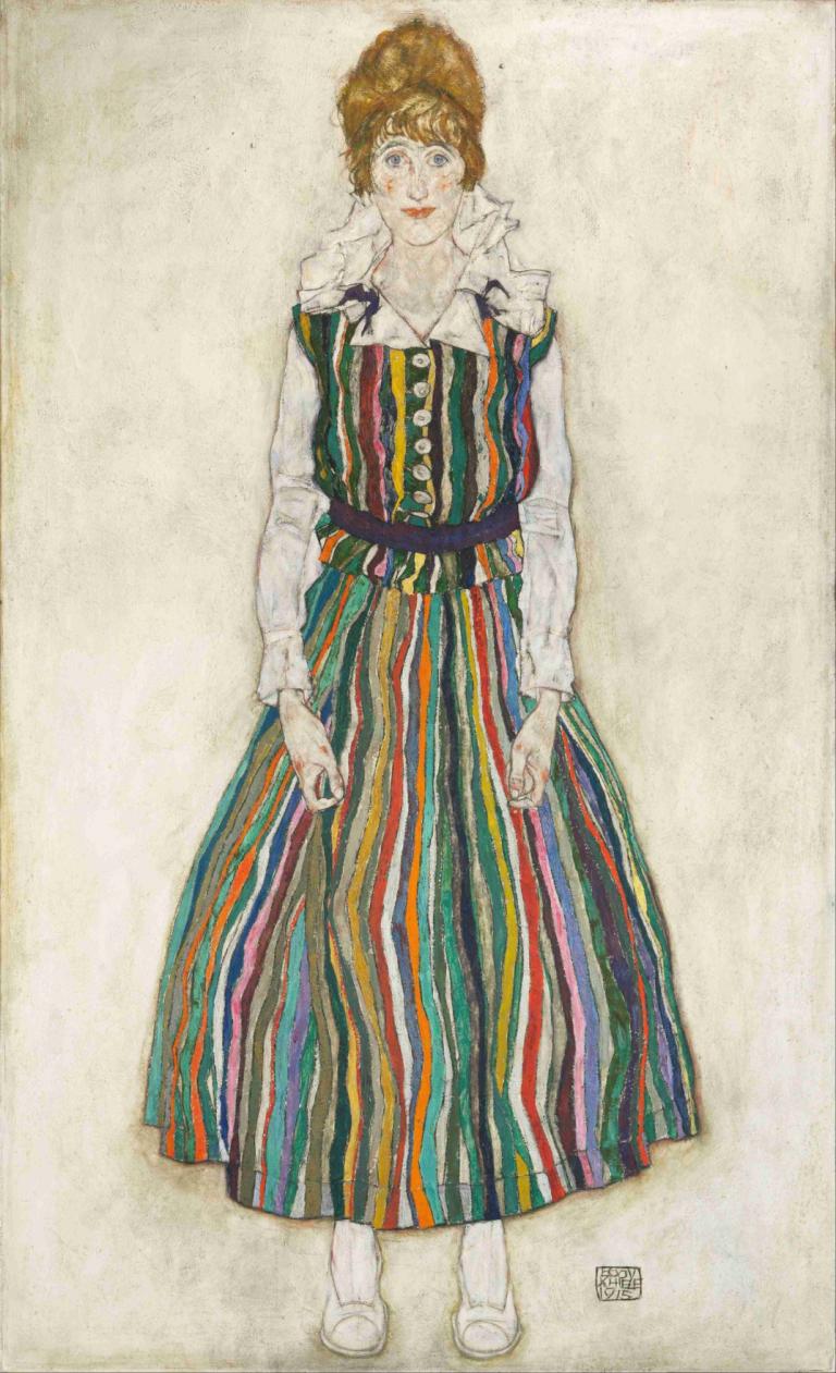 Portrait Of Edith [The Artist's Wife],Portret van Edith [De vrouw van de kunstenaar].,Egon Schiele