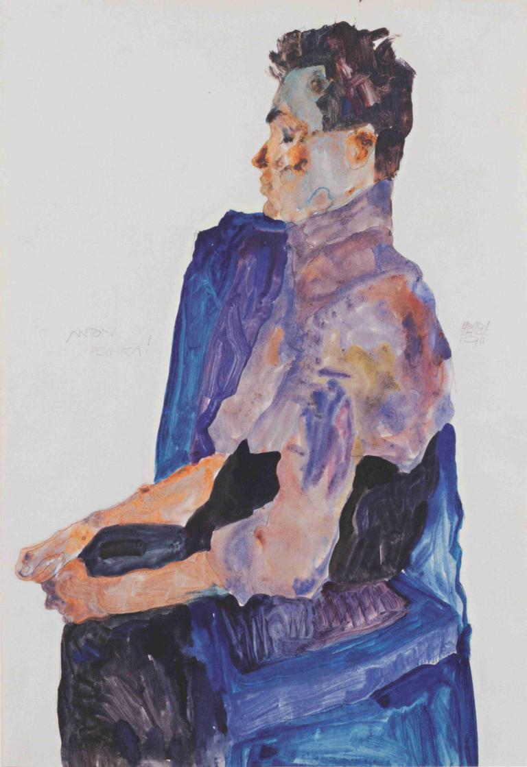 Portrait of Anton Peschka,Portret van Anton Peschka,Egon Schiele,Olieverf,Olieverf, 1 jongen