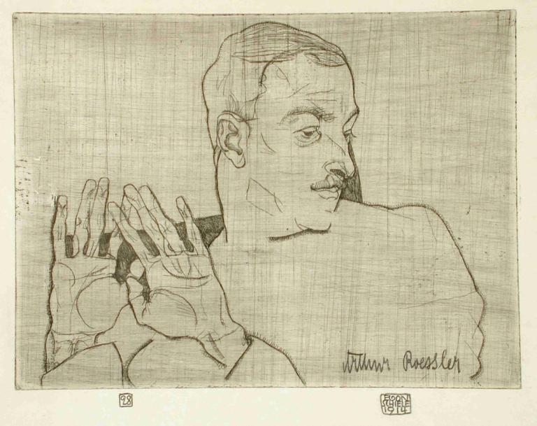 Portrait of Arthur Roessler,Portret van Arthur Roessler,Egon Schiele,Schetsen,Schetsen, 1 jongen