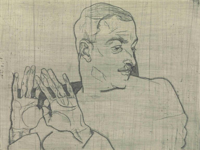 Portrait of Arthur Roessler,Portret van Arthur Roessler,Egon Schiele,Schetsen,Schetsen, 1 jongen