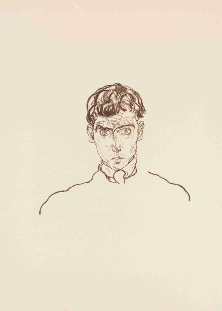 Portrait of Paris von Gütersloh,Portret van Parijs door Gütersloh,Egon Schiele,Schetsen,Schetsen, 1 jongen