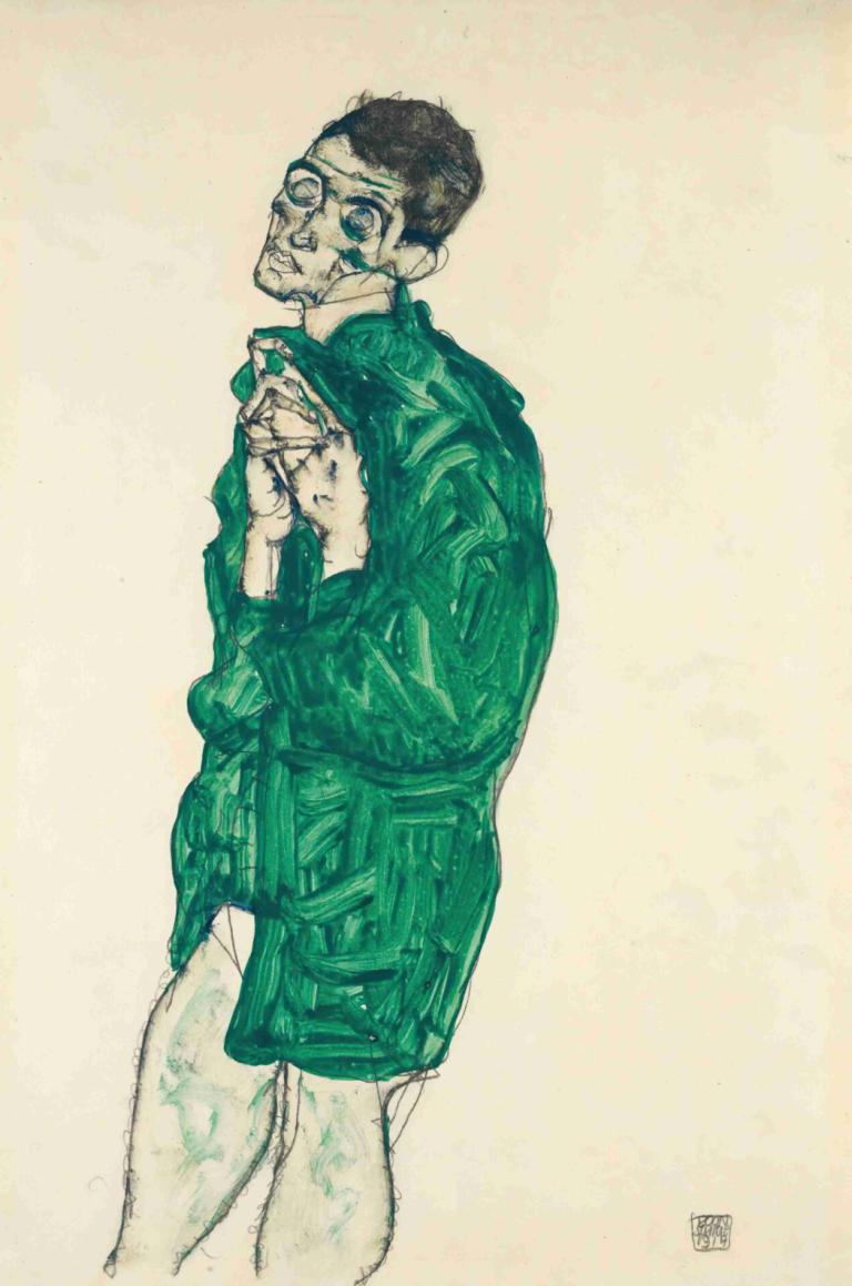 Self-Portrait In Green Shirt With Eyes Closed,Self-Portrait σε πράσινο πουκάμισο με κλειστά μάτια