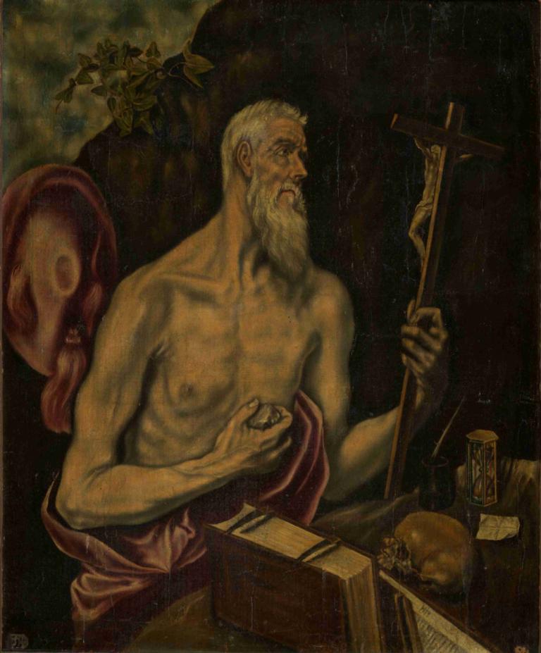 St Jerome in Penitence,Der heilige Hieronymus in der Buße,El Greco (Domenikos Theotokopoulos),Ölgemälde