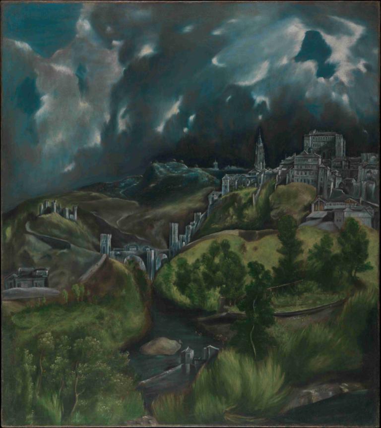 View of Toledo,Utsikt över Toledo,El Greco (Domenikos Theotokopoulos),Oljemålning,Oljemålning, inga människor