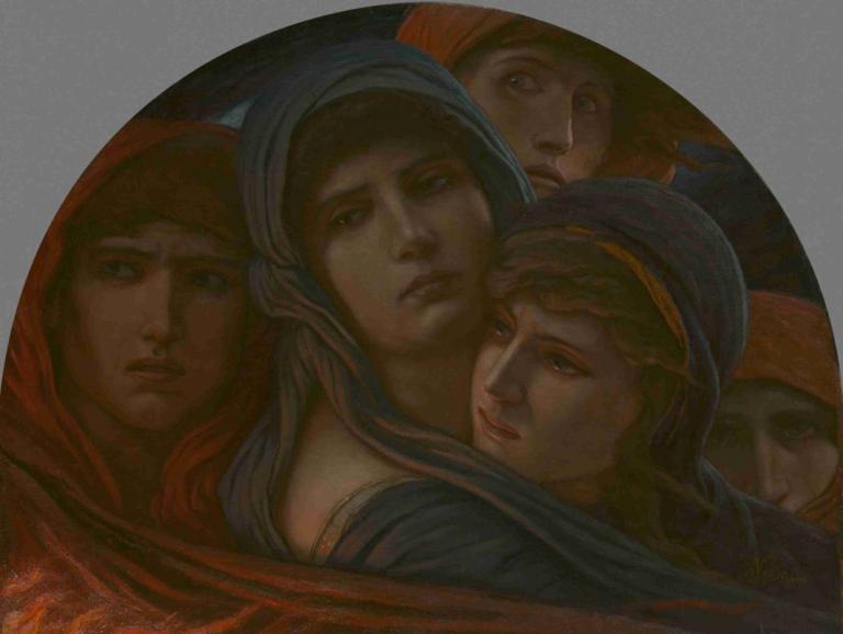 A Glimpse into Hell, or Fear,Elihu Vedder,Illustration,Illustration, multiple girls, realistic