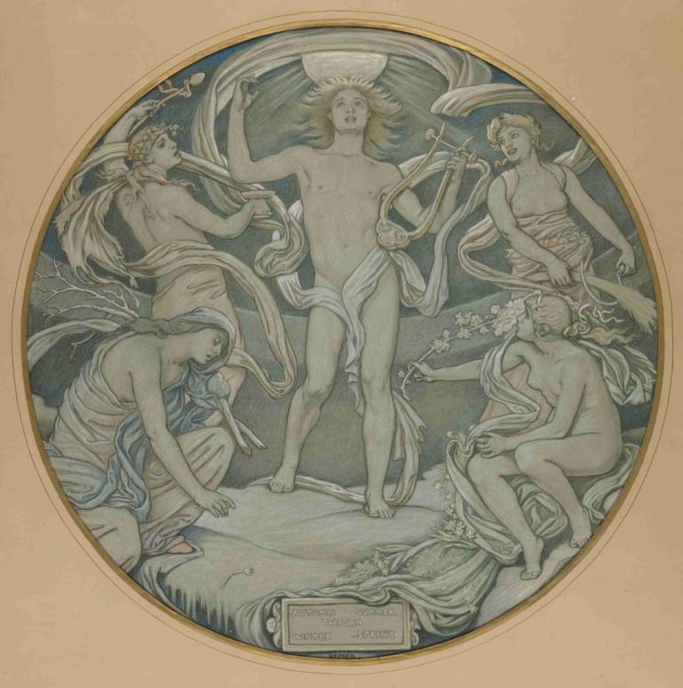 Apollo and Attendents,Аполлон и посетители,Elihu Vedder,Элиху Веддер,Иллюстрация,Иллюстрация