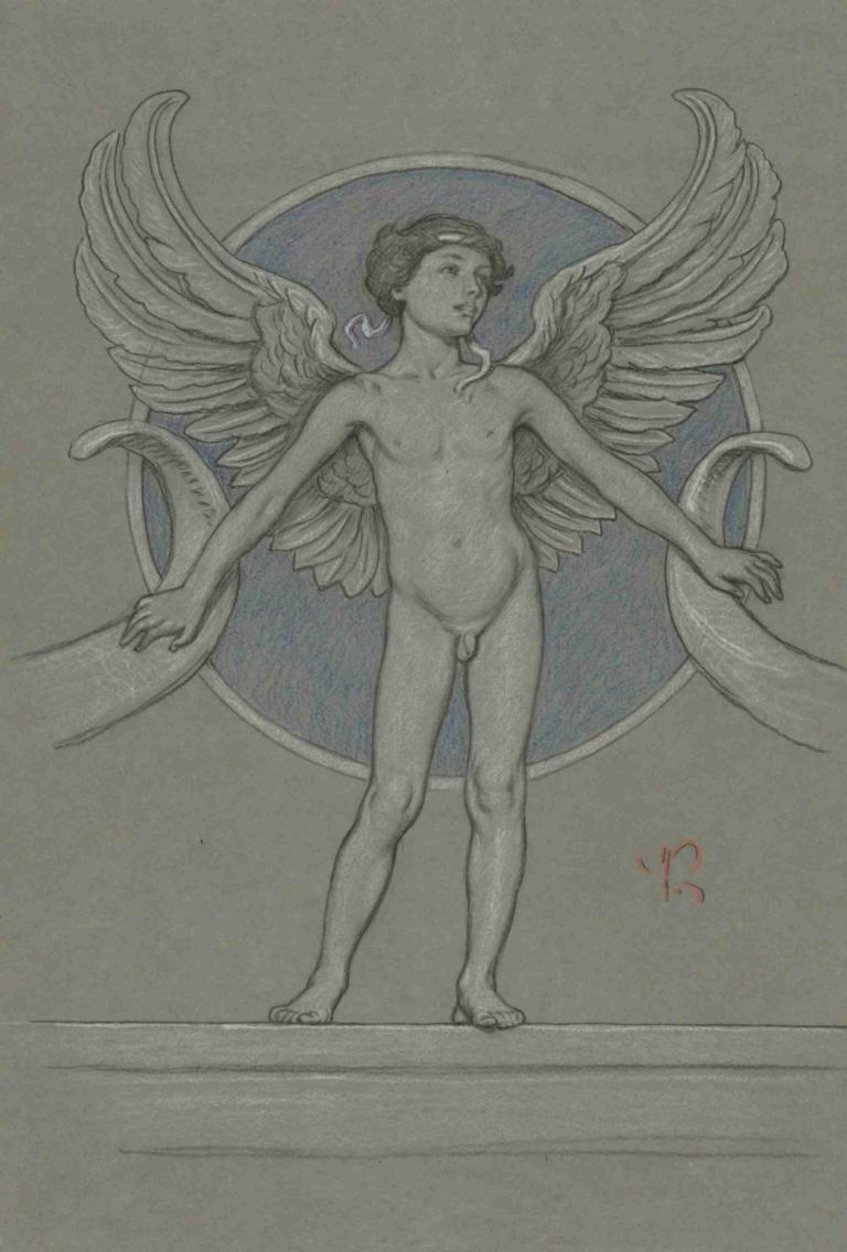 Boy with Wings + Cornucopia,Мальчик с крыльями + рог изобилия,Elihu Vedder,Элиху Веддер,Иллюстрация