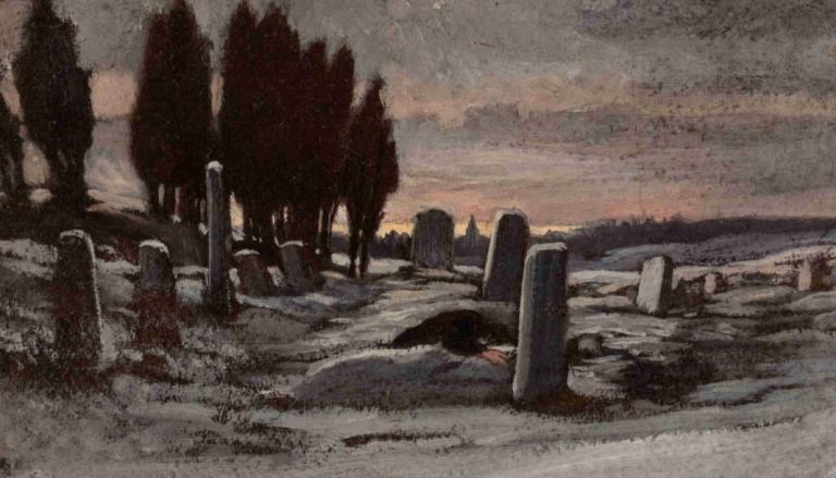 Desolation,Elihu Vedder,Oil Painting,Oil Painting, no humans, scenery, traditional media, outdoors, tombstone