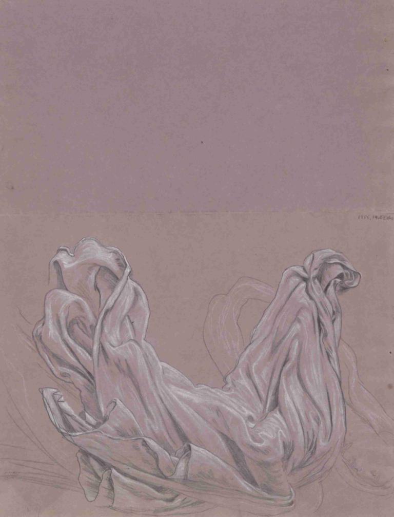 Drapery Study,Elihu Vedder,Sketch,Sketch, no humans, traditional media, monochrome, simple background