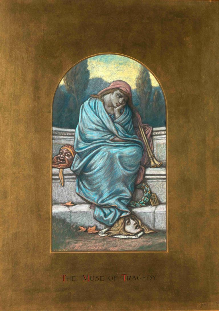 Muse of Tragedy,Múza tragédie,Elihu Vedder,Ilustrace,Ilustrace, parodie na výtvarné umění, sólo, 1 kluk