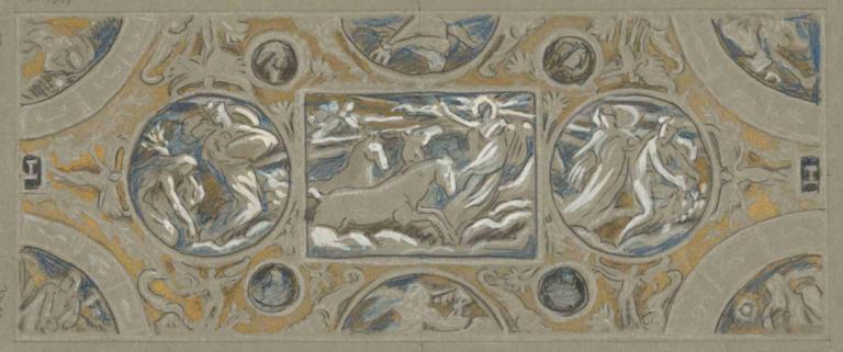 Preliminary Study for Huntington House Ceiling,亨廷顿府天花板初步研究,Elihu Vedder,伊莱休-维德,插画,插画, 美术模仿