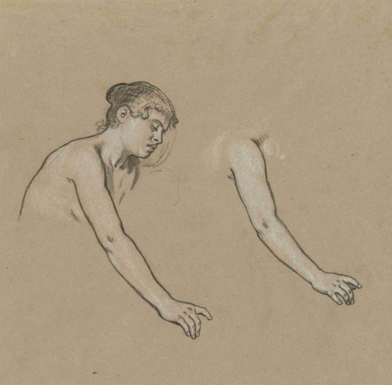 Studies for Figure of Winter,Badania dla postaci zimy,Elihu Vedder,Szkic,Szkic, solo, monochromia, nagi