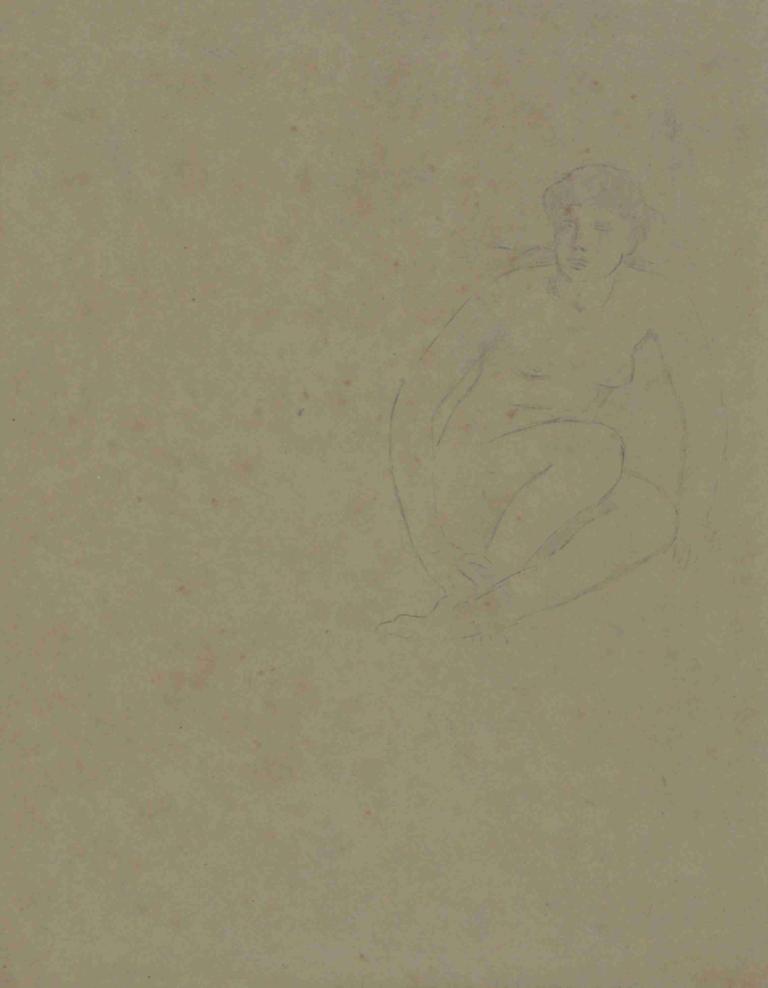 Study for Figure of Autumn,Studium postaci jesieni,Elihu Vedder,Szkic,Szkic, solo, nagi, 1chłopiec