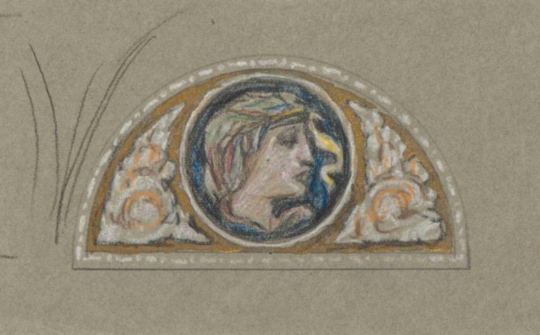 Study for Lunette with Female Head,Estudio para luneta con cabeza de mujer,Elihu Vedder,Ilustración