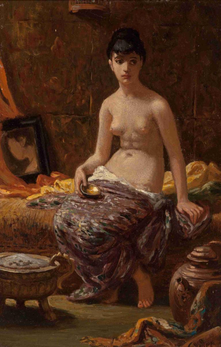 Study for Odalisque,Estudio para Odalisca,Elihu Vedder,Pintura al óleo,Pintura al óleo