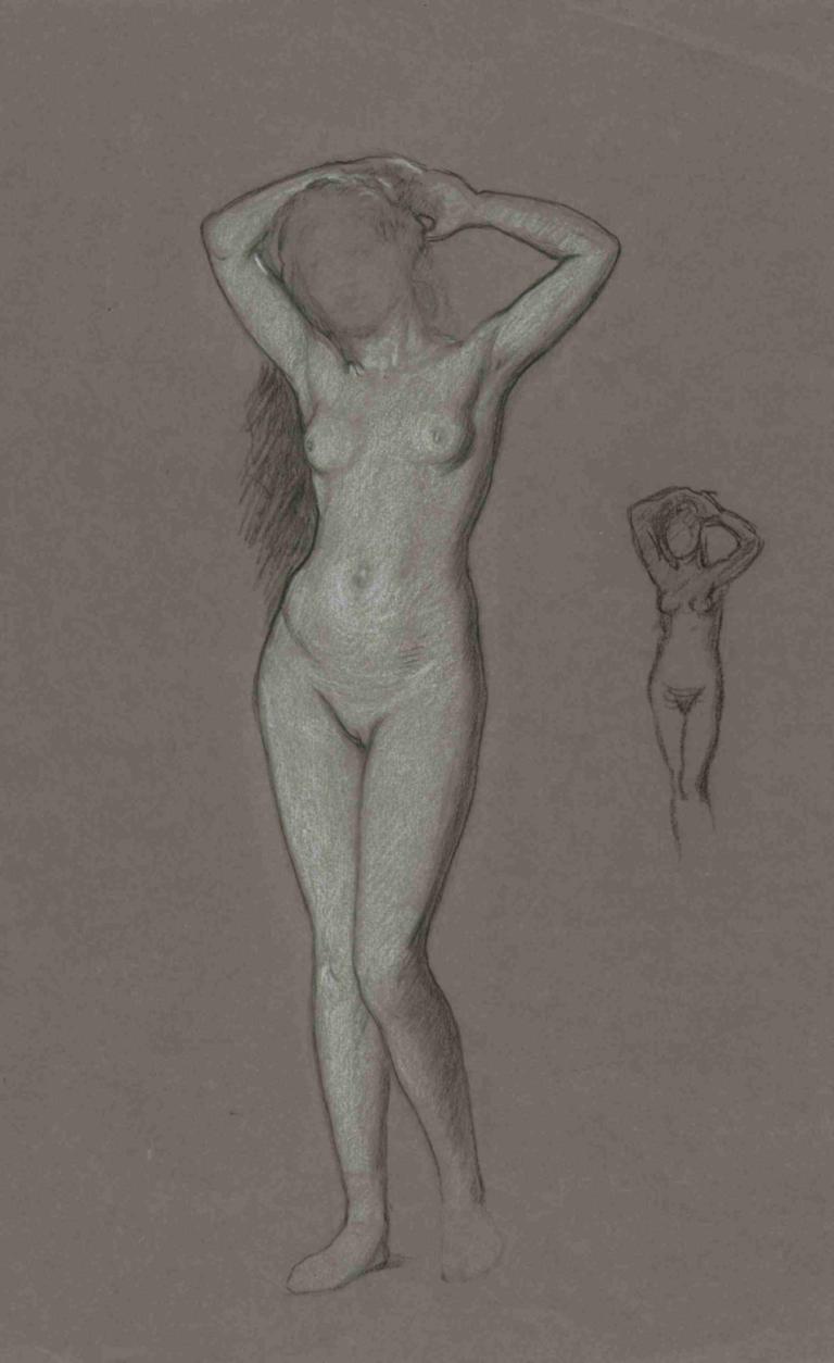 Study for the Figure of Venus,Estudio para la figura de Venus,Elihu Vedder,Bosquejo,Bosquejo, senos, desnudo