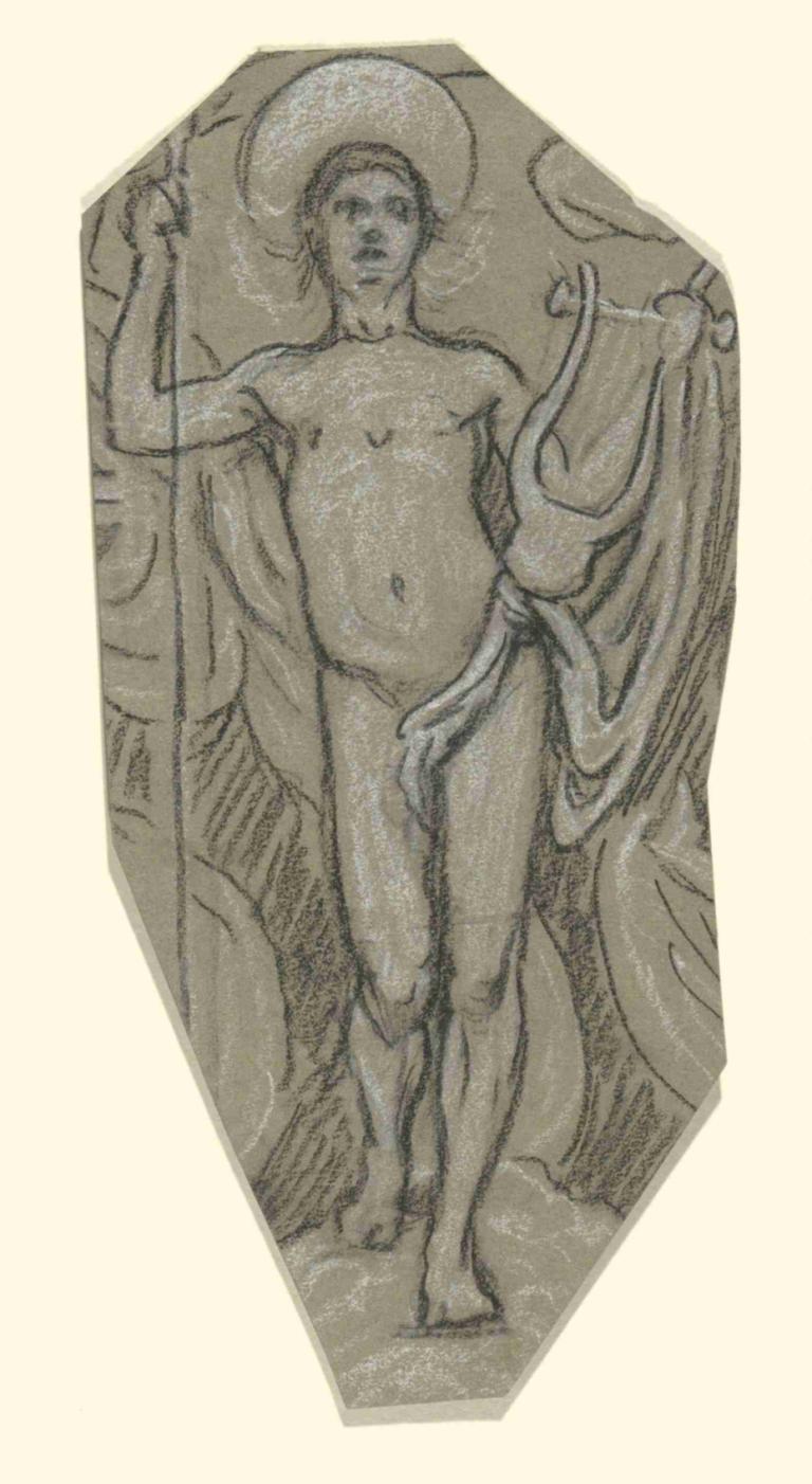 Study for Apollo,Studium dla Apollo,Elihu Vedder,Ilustracja,Ilustracja, solo, parodia sztuki, 1chłopiec