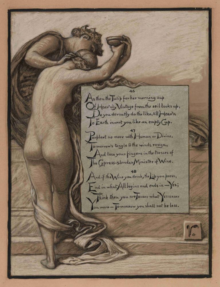 The Cup of Love,La copa del amor,Elihu Vedder,Ilustración,Ilustración, desnudo, 1 chica, culo