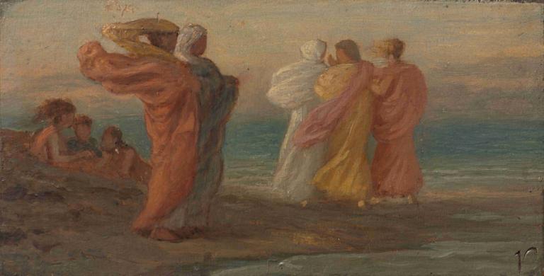 The Music Party,La fiesta de la música,Elihu Vedder,Pintura al óleo,Pintura al óleo, varios chicos