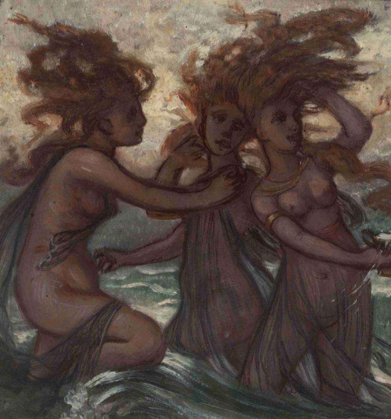 The Phorcydes,Los forcidios,Elihu Vedder,Ilustración,Ilustración, varias chicas, senos, pezones, desnudo