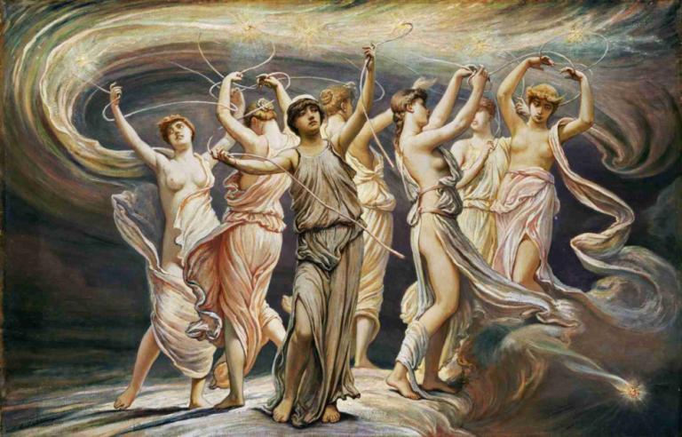 The Pleiades,Las Pléyades,Elihu Vedder,Ilustración,Ilustración, parodia de bellas artes, baile, varios chicos