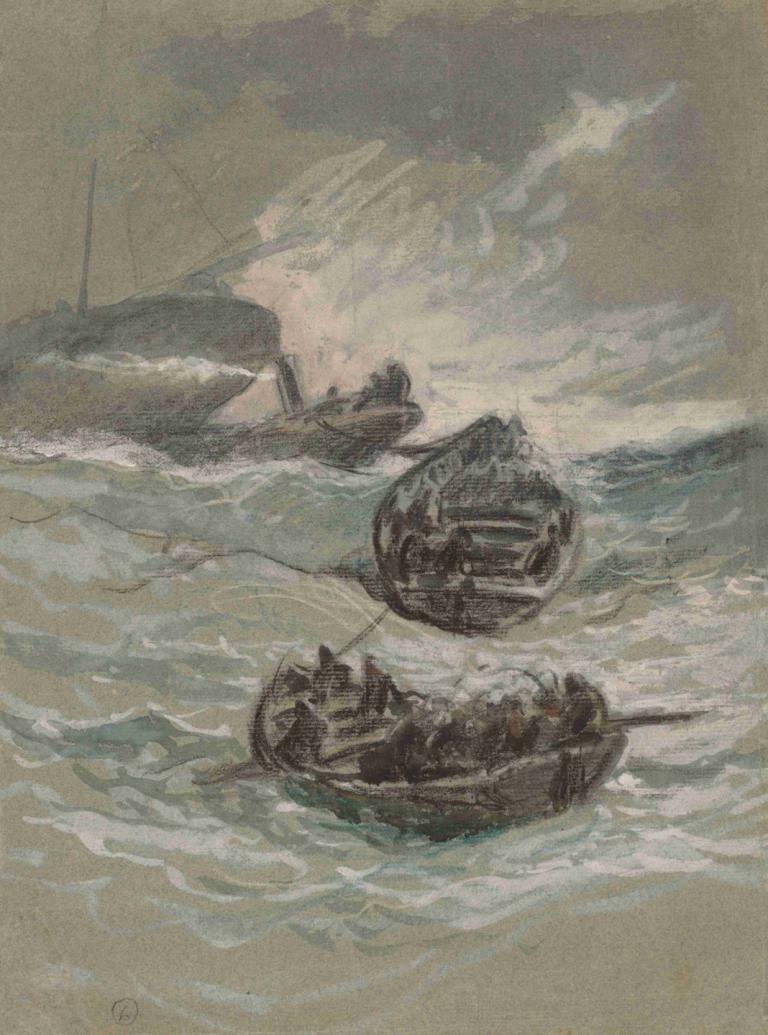 The Shipwreck,El naufragio,Elihu Vedder,Ilustración,Ilustración, embarcación, no humanos, bote, al aire libre