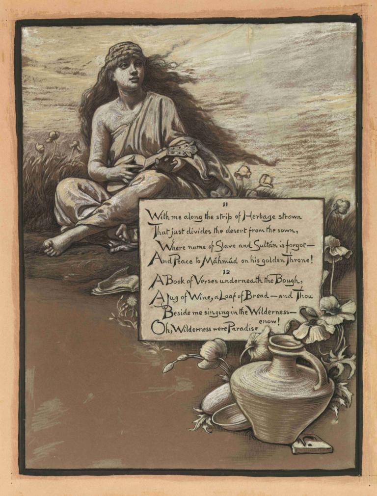 The Song in the Wilderness,Pieśń na pustyni,Elihu Vedder,Ilustracja,Ilustracja, angielski tekst, posiedzenie