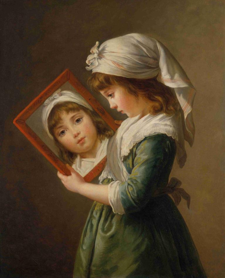 Julie Le Brun Looking in a Mirror,Julie Le Brun se mira en un espejo,Elisabeth Louise Vigée Le Brun