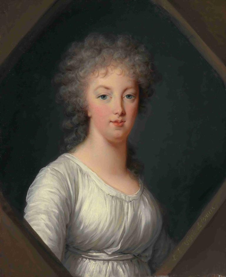 Portrait of Marie Antoinette (1755-1793),Elisabeth Louise Vigée Le Brun,Olieverf,Olieverf, 1meisje, solo