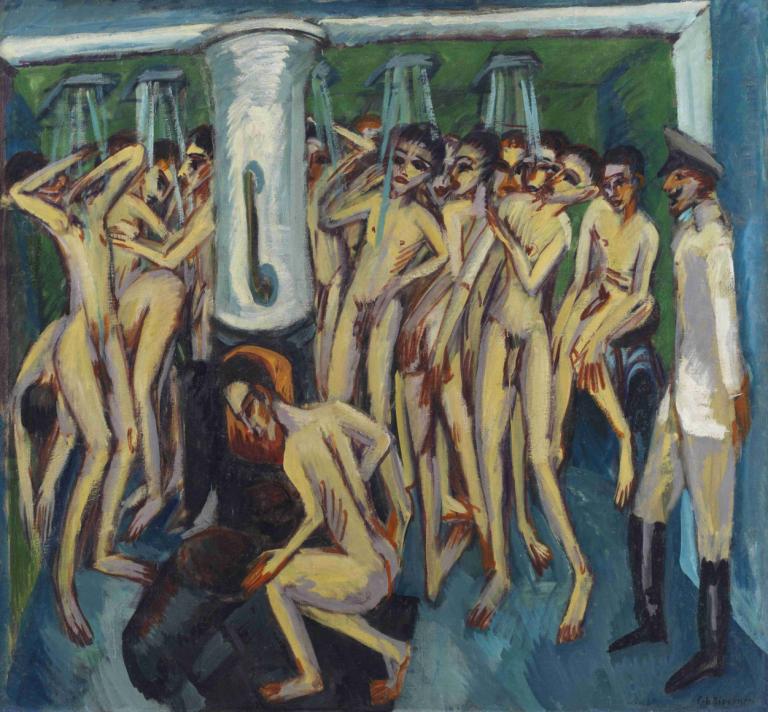 Artillerymen,Ernst Ludwig Kirchner,Pastel,Pastel, nude, fine art parody, 6+boys, multiple boys