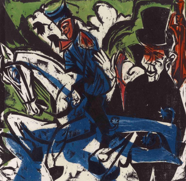 Begegnung Schlemihls mit dem grauen Männlein auf der Landstrasse,施莱米尔在乡间小路上与灰衣人的邂逅,Ernst Ludwig Kirchner