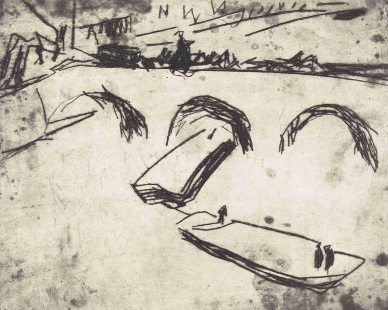 Bridge on Crown Prince Embankment (Brucke am Kronprinzenufer),Ernst Ludwig Kirchner,Sketch,Sketch, monochrome