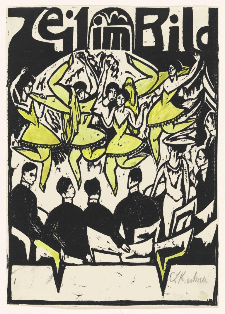 Dancers at the ice palace,Dansere ved ispaladset,Ernst Ludwig Kirchner,Illustration,Illustration