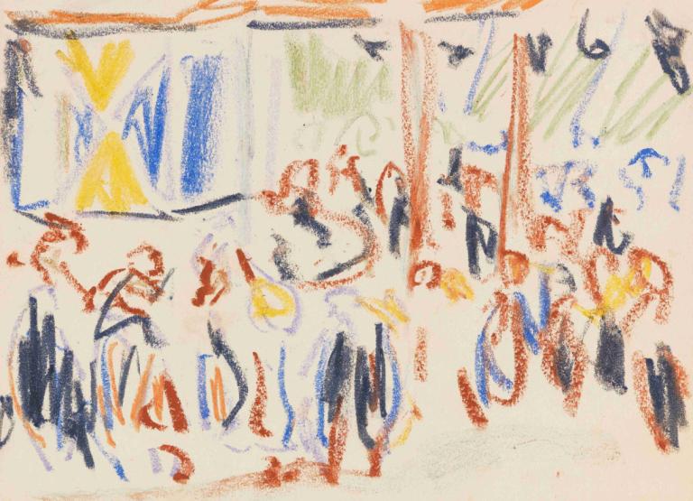 Das Park-Konzert,El concierto del parque,Ernst Ludwig Kirchner,Pastel,Pastel, abstracto, 1 chica