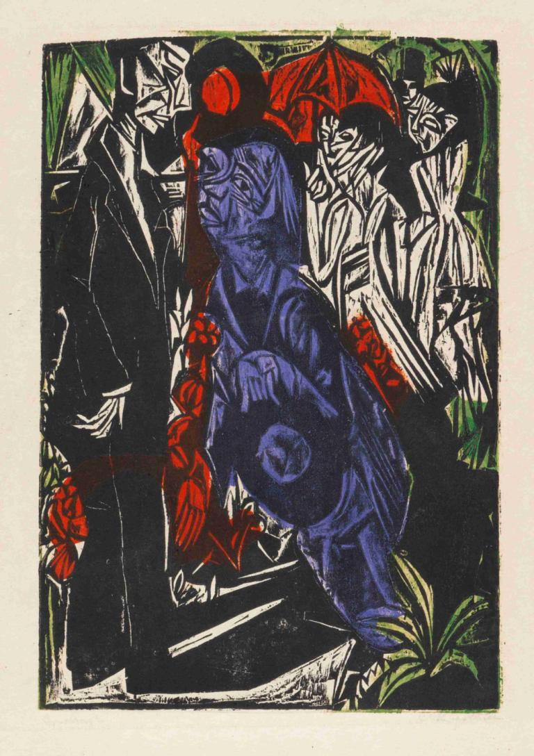 Der Verkauf des Schattens,Försäljning av skuggan,Ernst Ludwig Kirchner,Kopparplåt Etsning,Kopparplåt Etsning