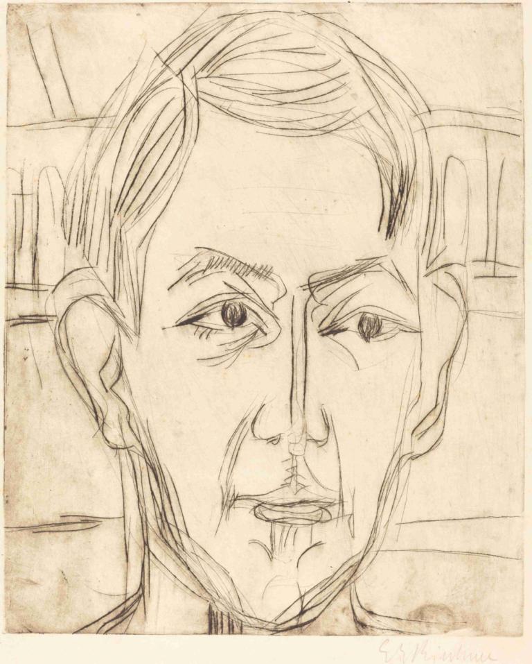 Dr. Hans Bütow,Ernst Ludwig Kirchner,Schiță,Schiță, 1 băiat, focalizare masculină, monocrom, solo, schiță