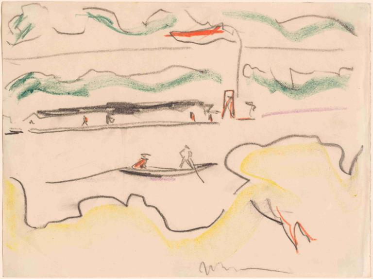 Elbe Landscape Near Dresden,Ландшафт Эльбы в окрестностях Дрездена,Ernst Ludwig Kirchner,Эрнст Людвиг Кирхнер